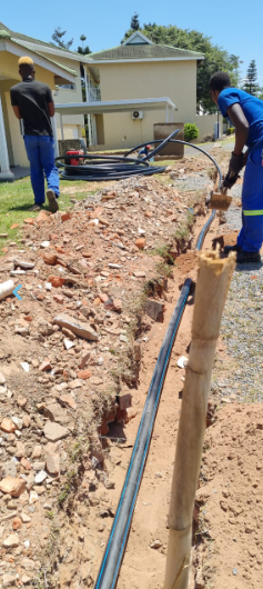 New water supply lines being trenched in for a home — Amanzimtoti